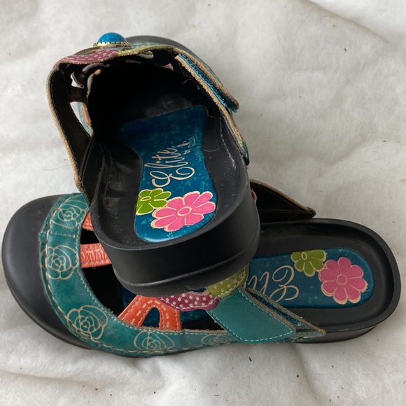 Shoe slide 37 floral turquoise - Picture 4 of 6